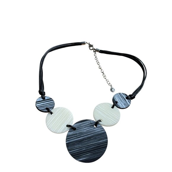 Cato Matte Acrylic Disks Necklace Black Cord Multi Stand 20 - 22 inches Long - Picture 3 of 4